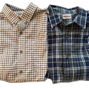 Men's XL Red Head Brand Co. Set Of 2 Button Down Shirts —1 Blue Flannel & 1 Tan